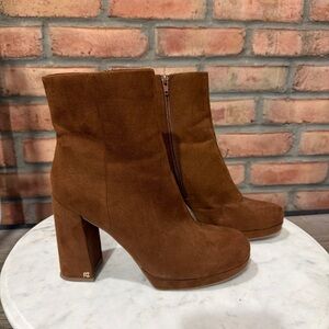 Rachel Zoe Chestnut Suede Platform Ankle Boots